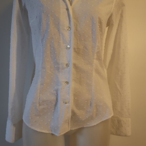 NWT Womens Shari's Place Spmar White French Knot Dot Button Shirt Top 42 US/M * - Picture 6 of 10